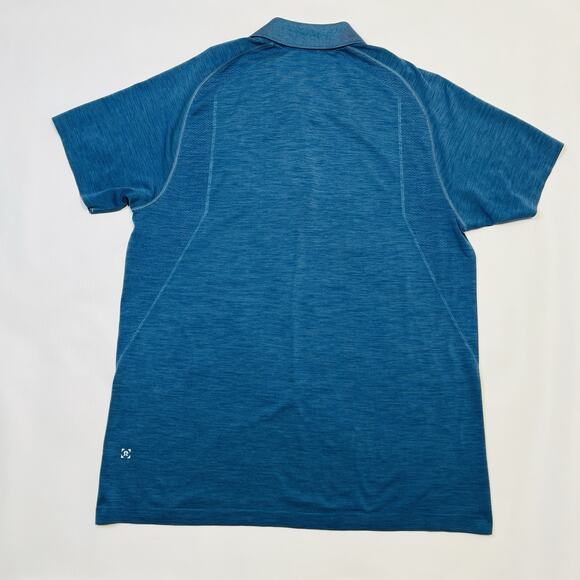Lululemon Metal Vent Tech Polo Shirt Mens XL Blue Short Sleeve Mesh Silverescent - Picture 15 of 15